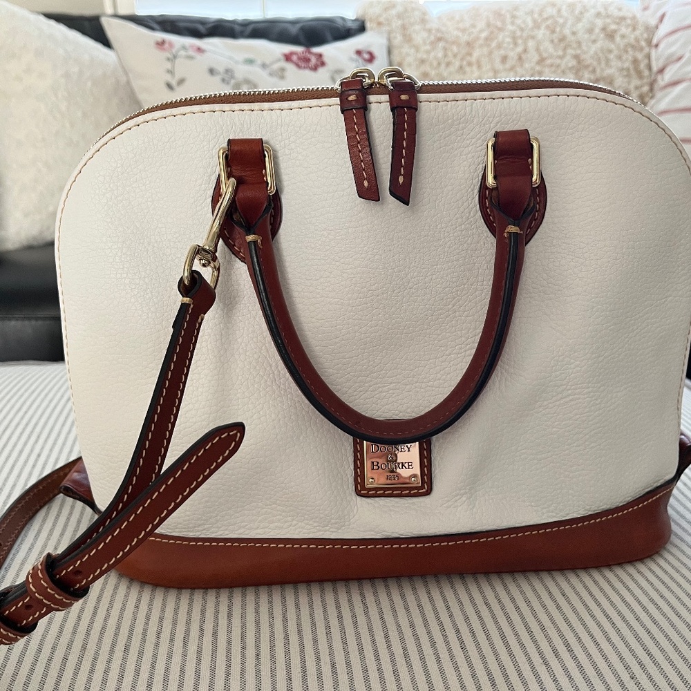 Dooney And Bourke  White Zip Zip Satchel